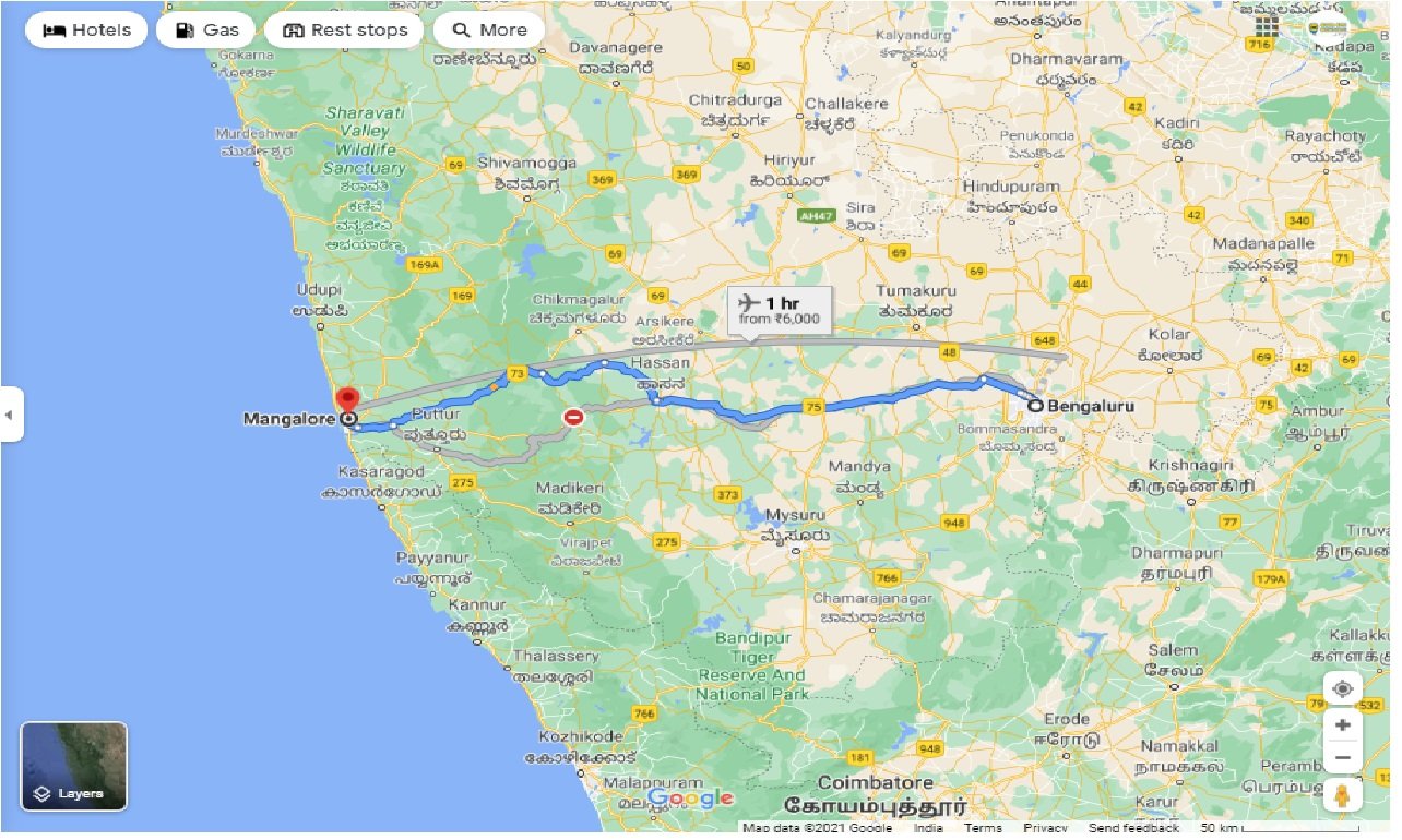 Bangalore To Mangalore Map Caronrentals-Bangalore To Mangalore Taxi One Way | Book Car On Rent