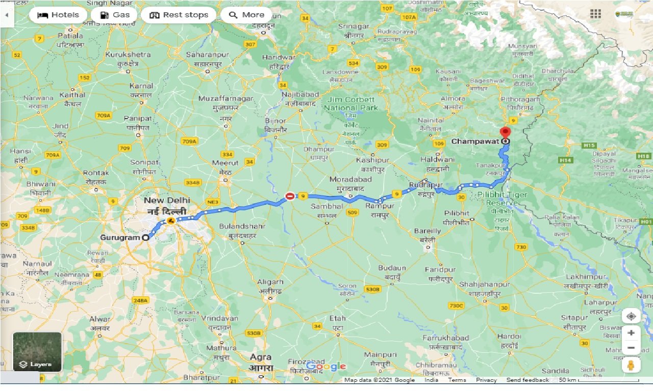 gurgaon-to-champawat-round-trip