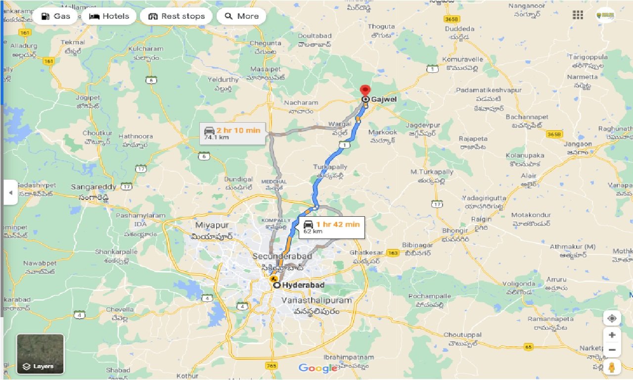 Distance From Hyderabad To Gajwel Caronrentals-Hyderabad To Gajwel Taxi One Way | Book Car On Rent