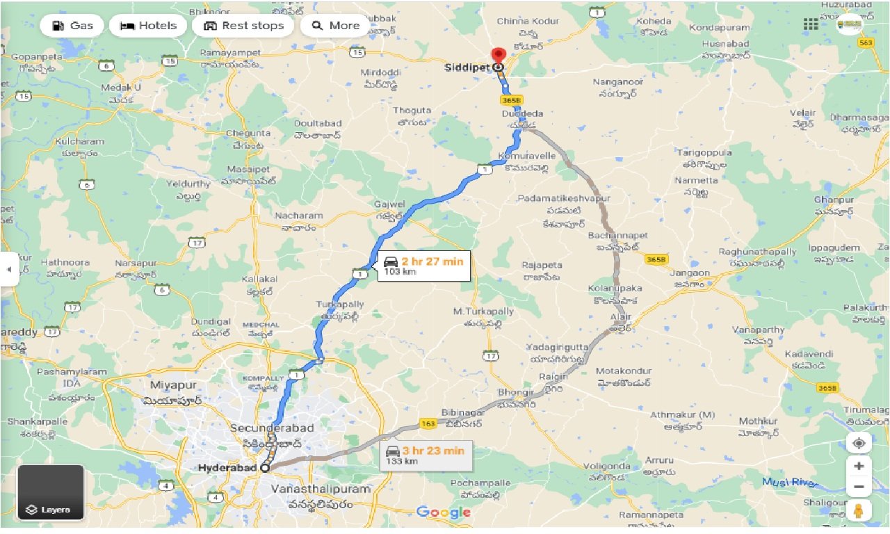 Distance Between Hyderabad And Siddipet Caronrentals-Hyderabad To Siddipet Taxi One Way | Book Car On Rent