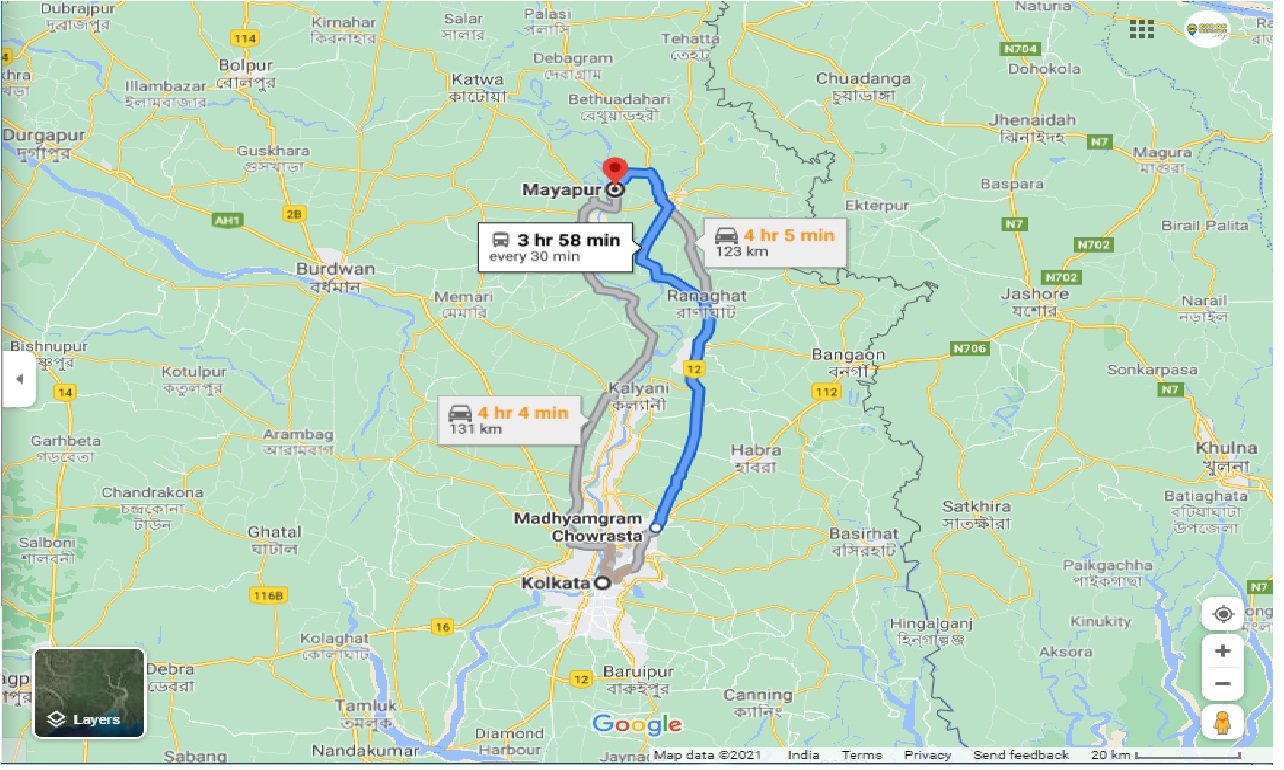 CarOnRentalsKolkata To Mayapur Round Trip