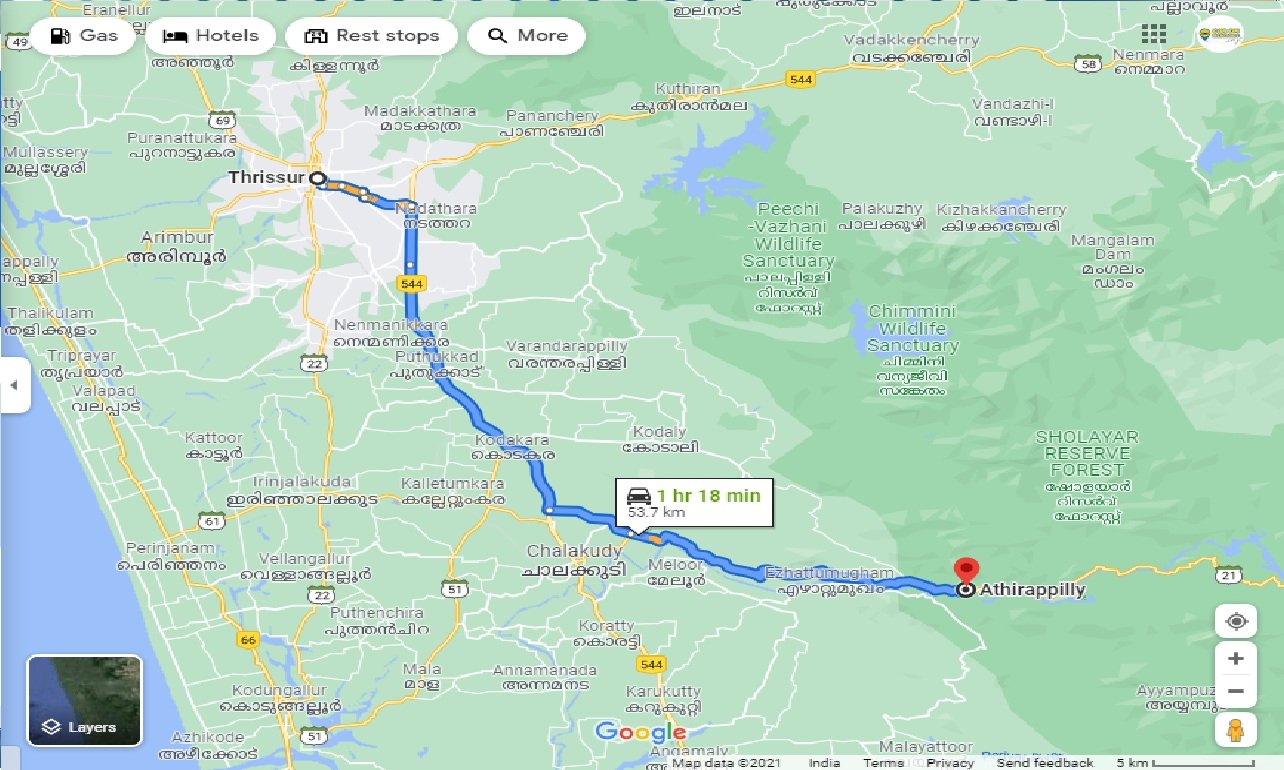 thrissur-to-athirapally-one-way