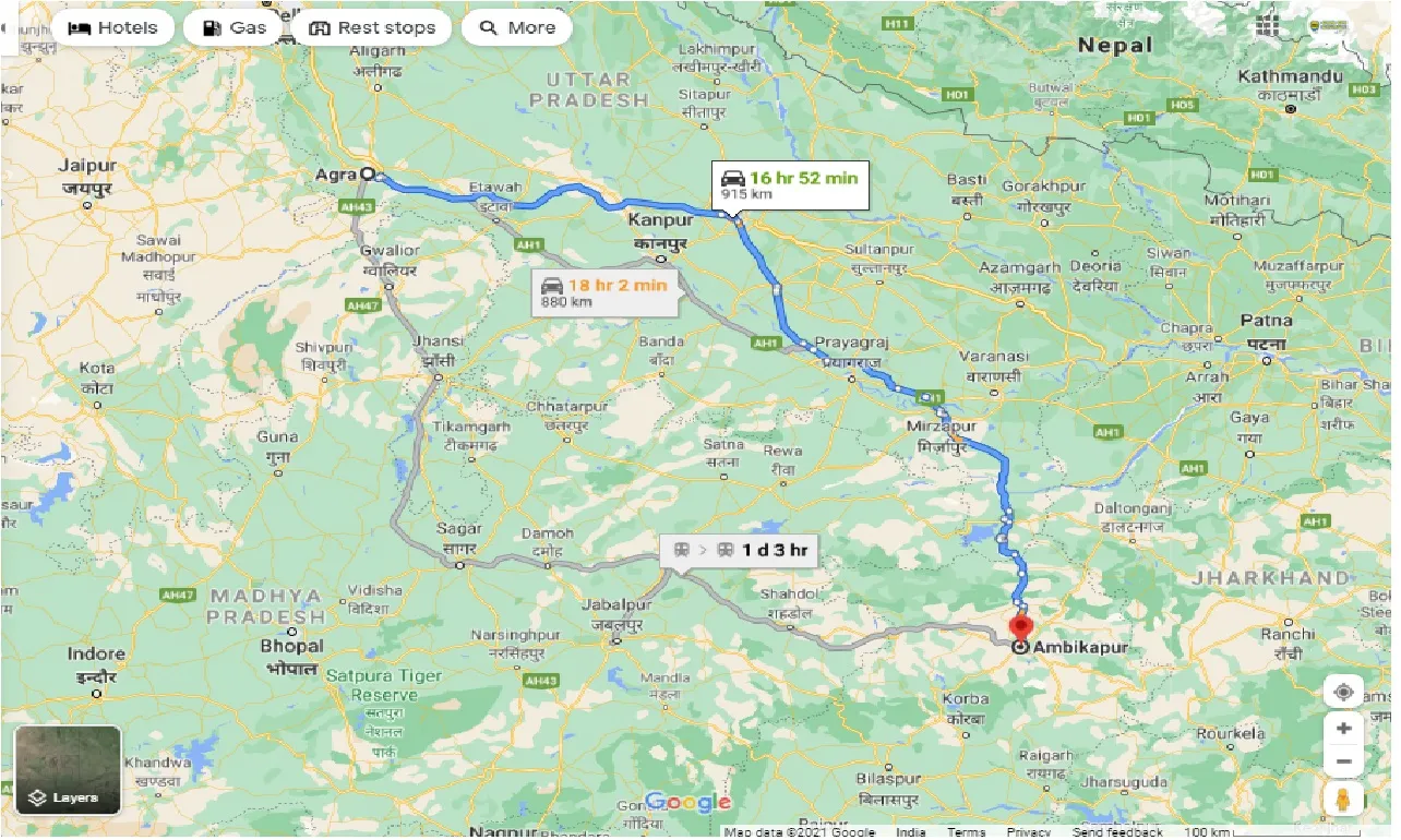agra-to-ambikapur-taxi