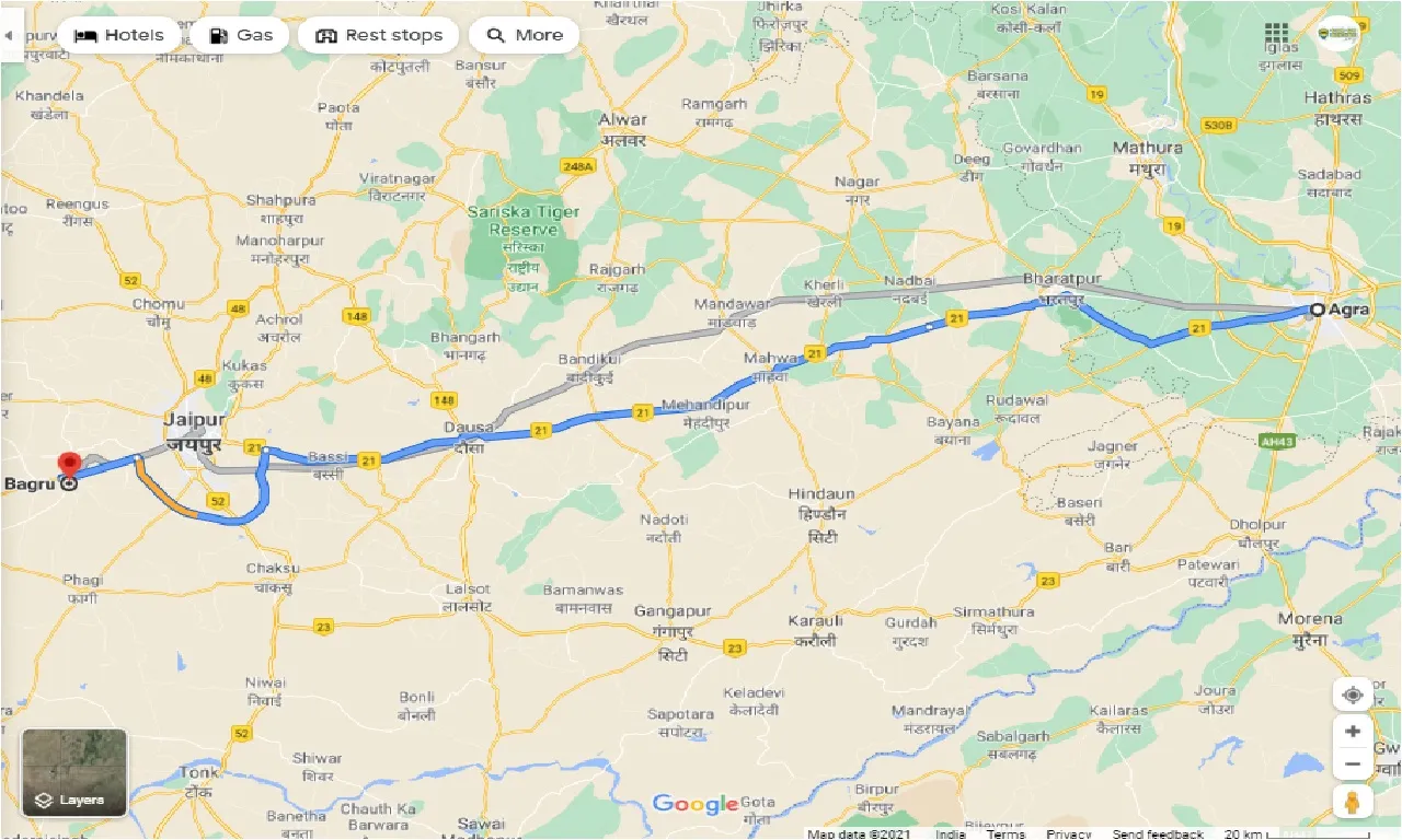 agra-to-bagru-one-way