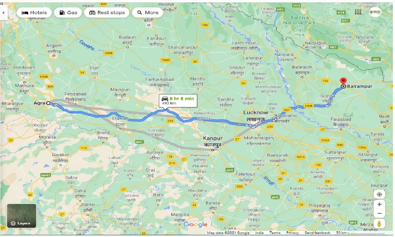 agra-to-balrampur-taxi