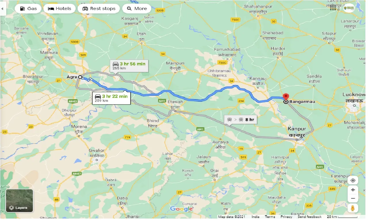agra-to-bangarmau-one-way