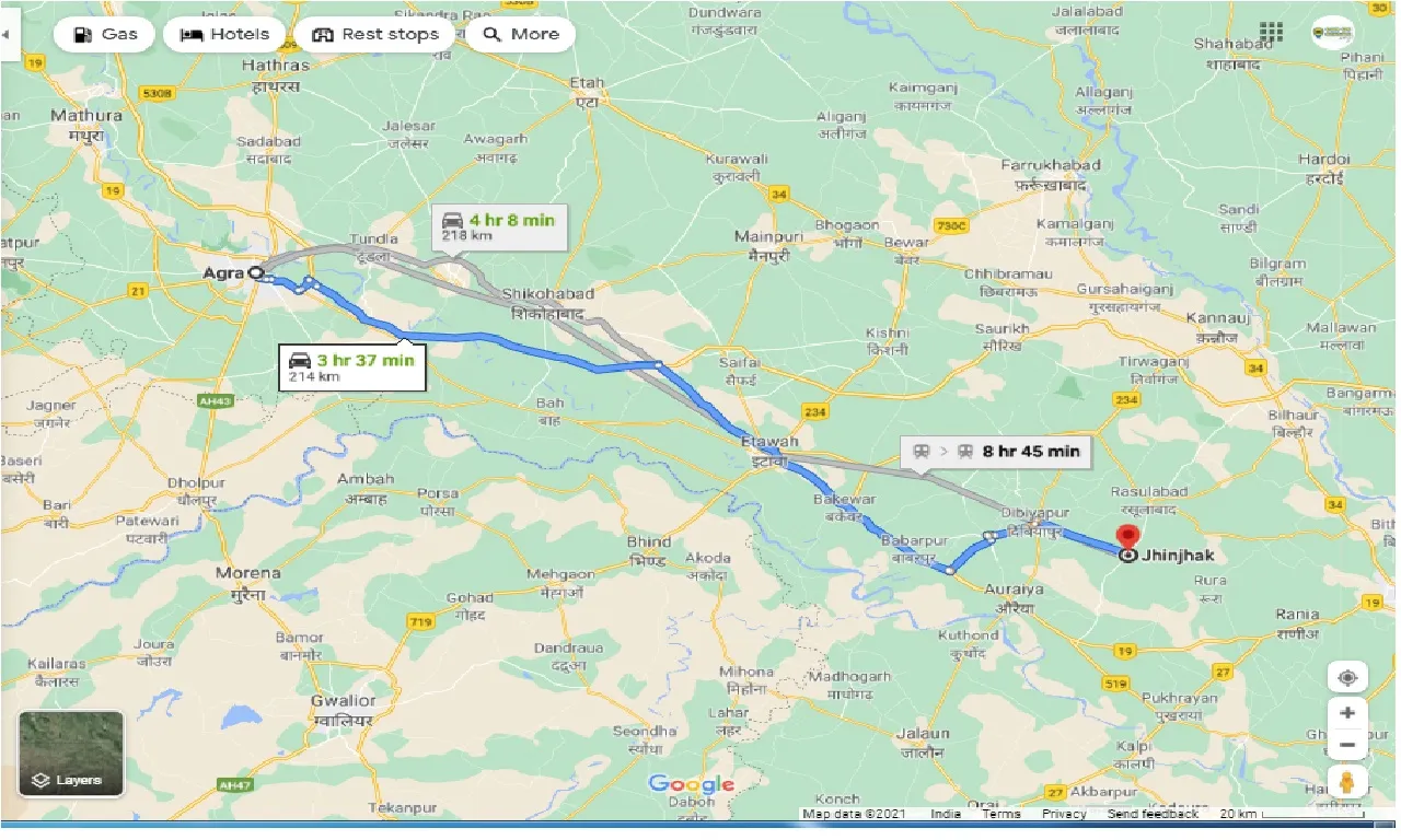 agra-to-jhinjhak-one-way