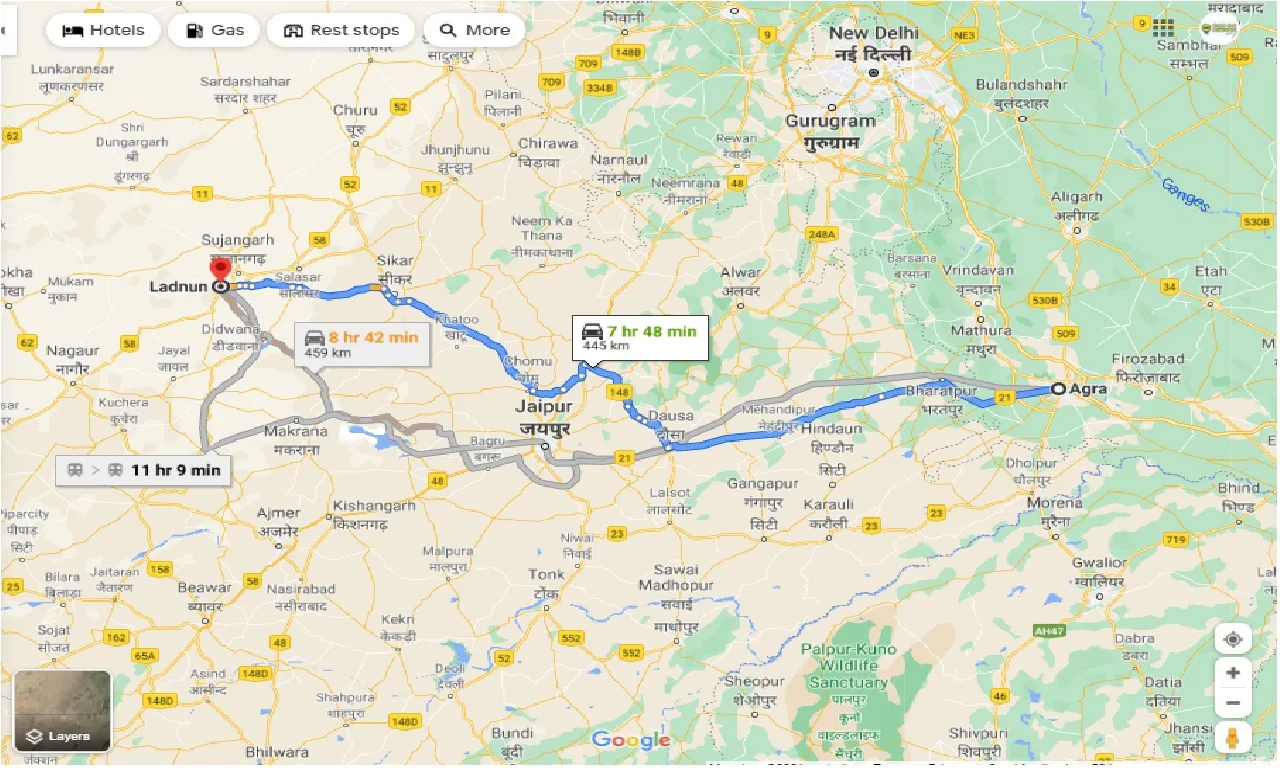 agra-to-ladnun-one-way
