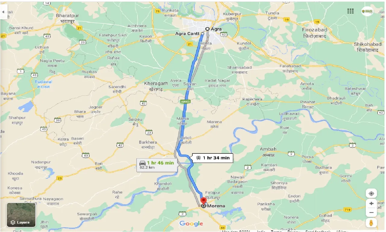 agra-to-morena-one-way