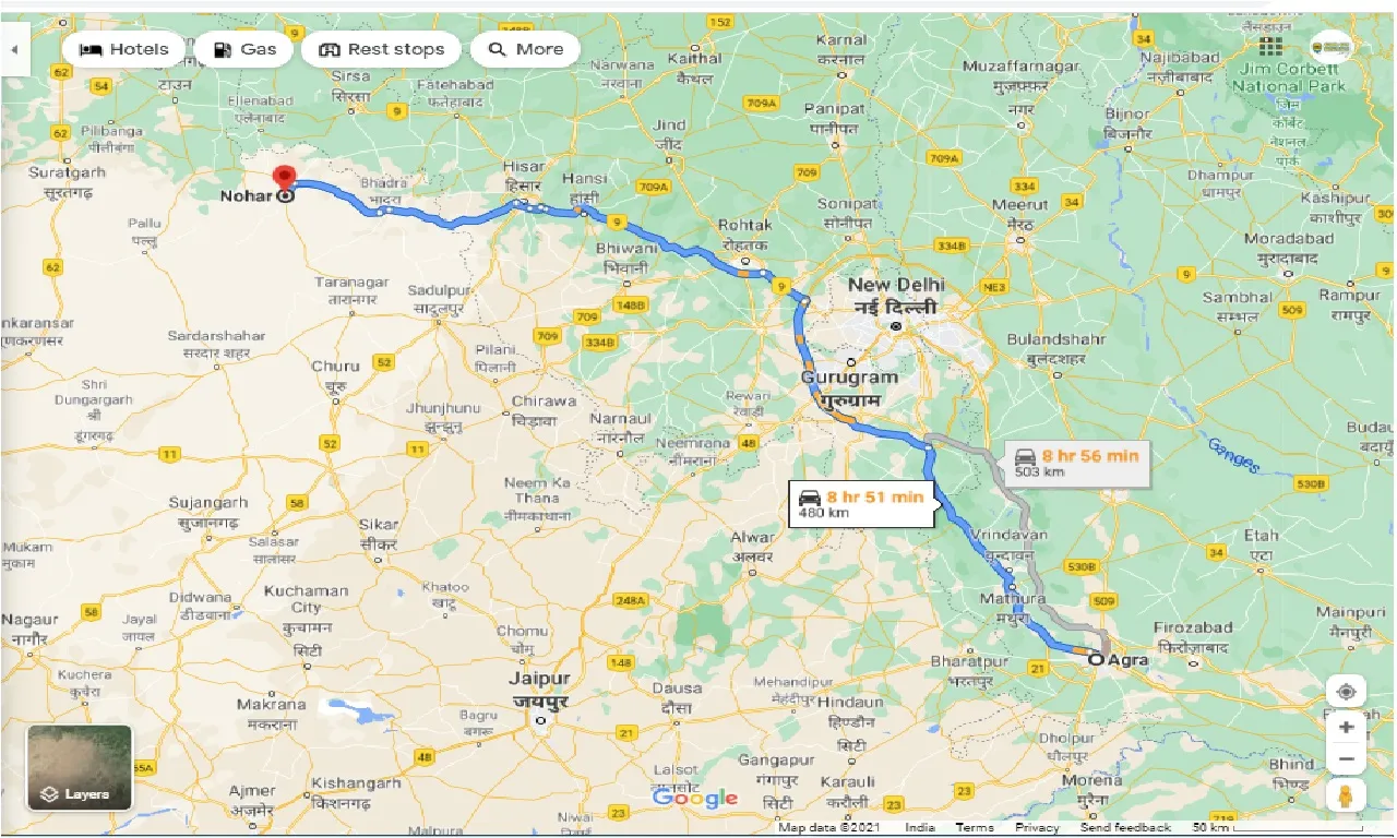 agra-to-nohar-taxi