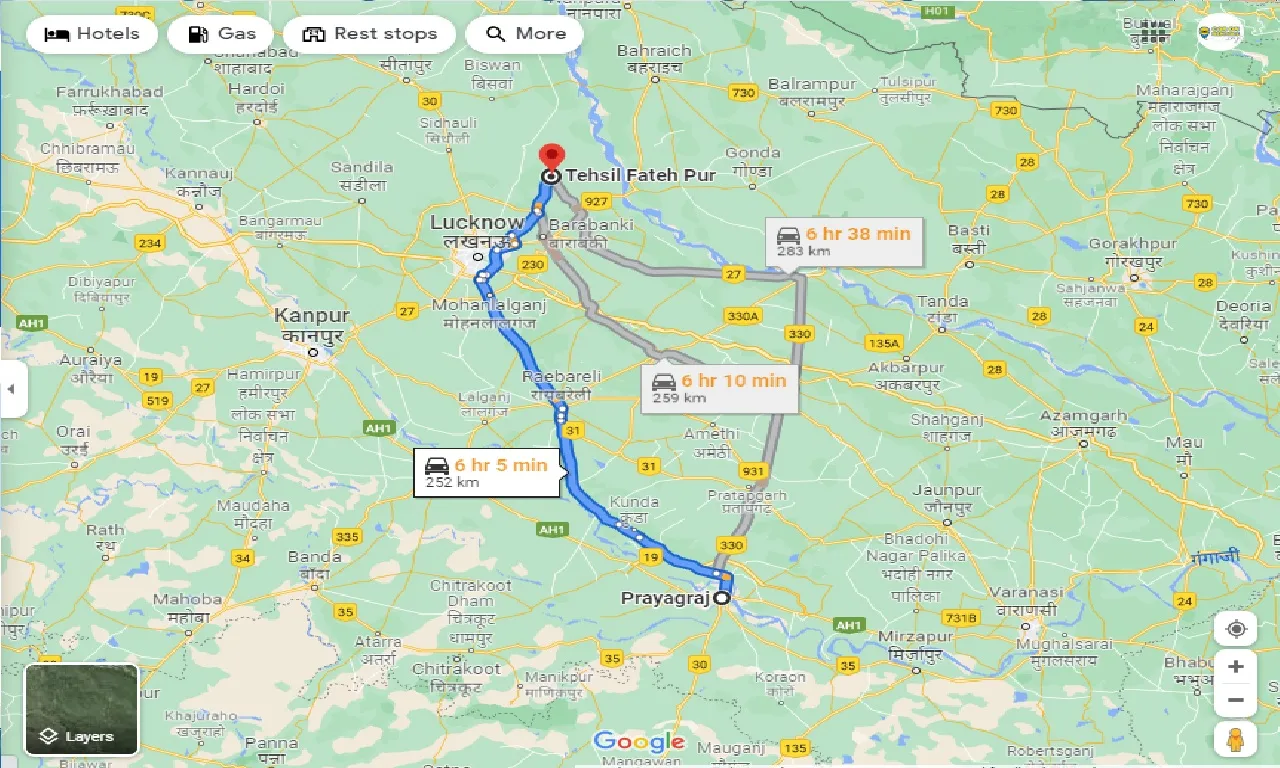 allahabad-to-tehsil-fateh-pur-one-way