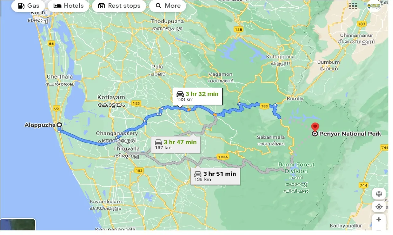 alleppe-to-periyar-national-park-one-way