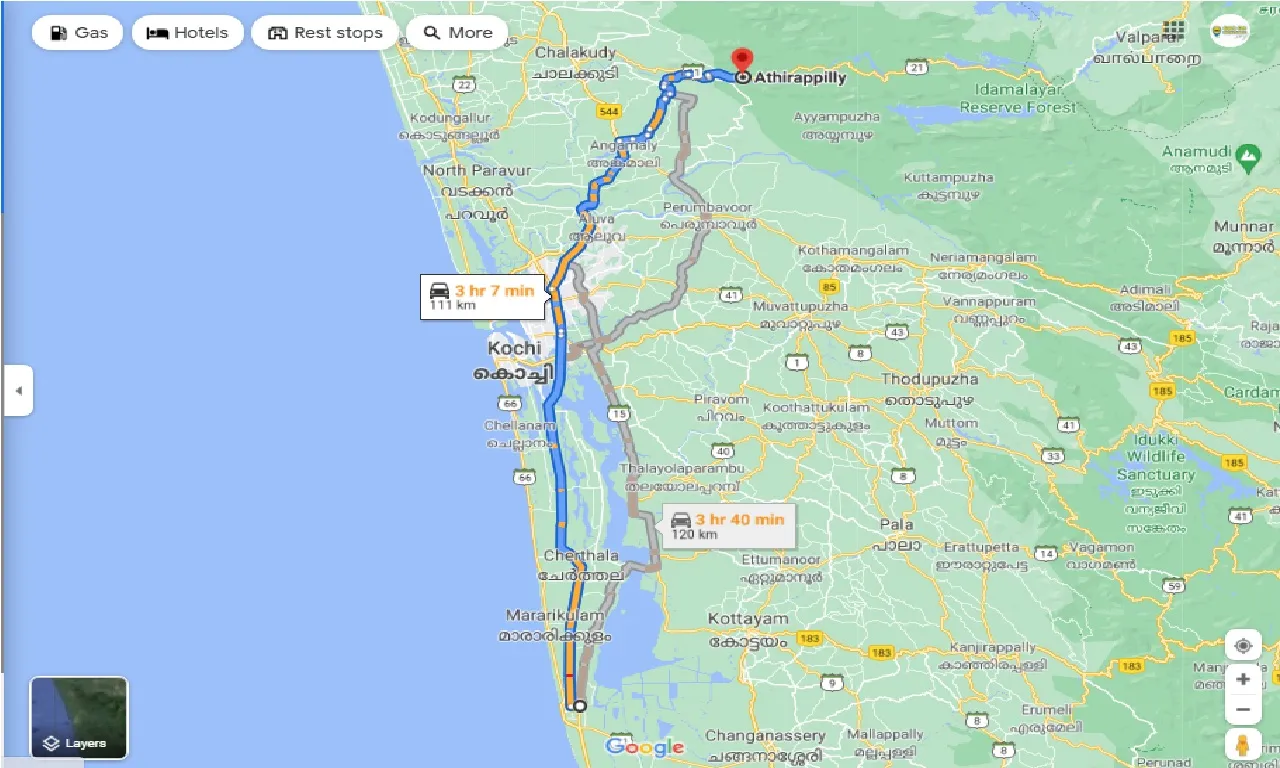 alleppey-to-athirapally-round-trip