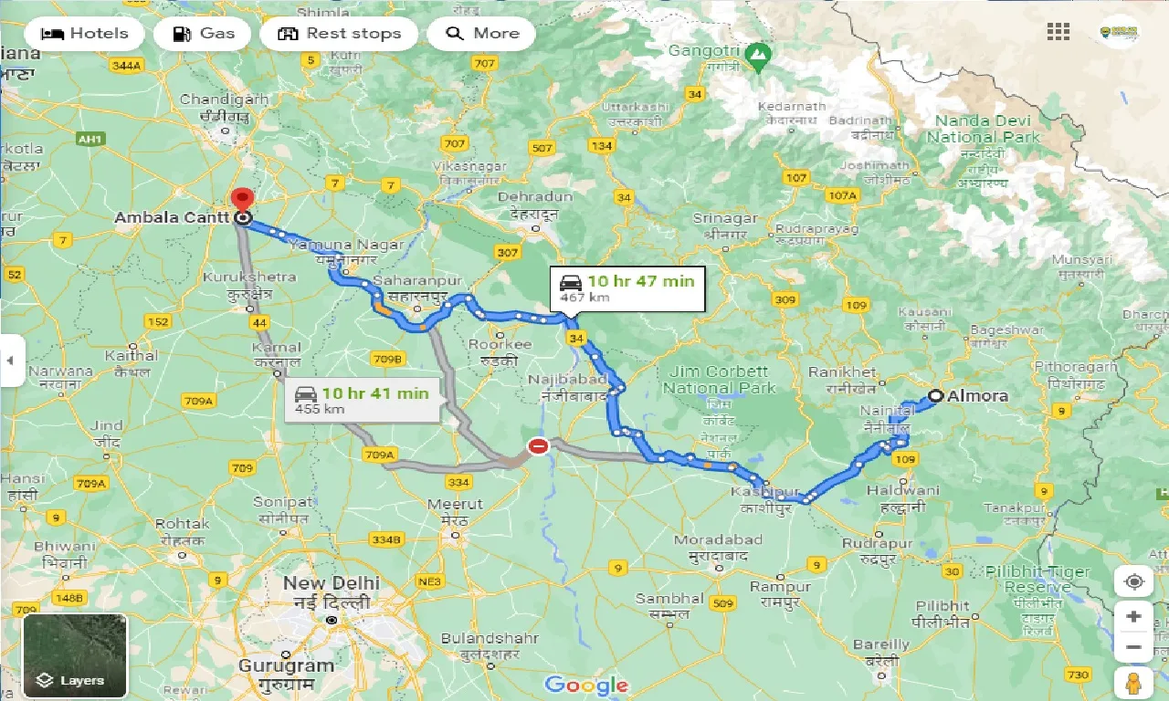almora-to-ambala-cantt-one-way