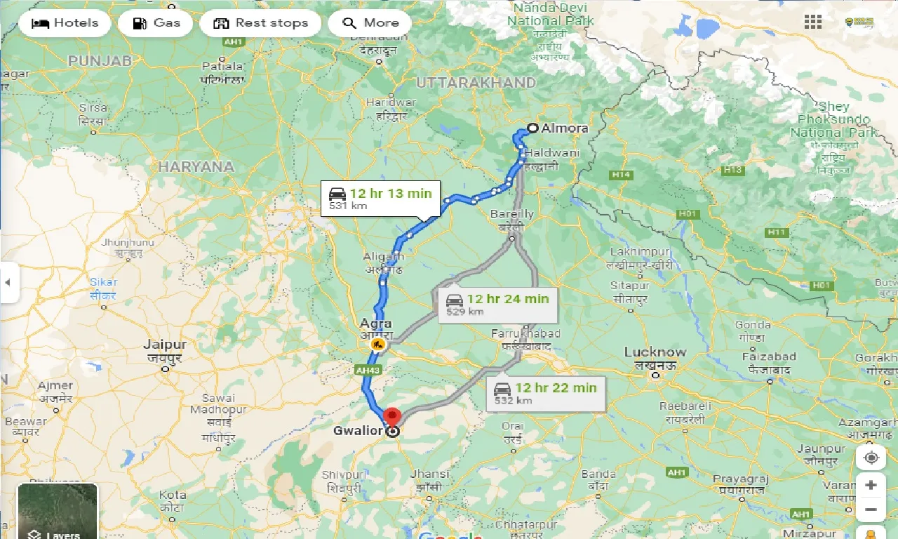 almora-to-gwalior-taxi