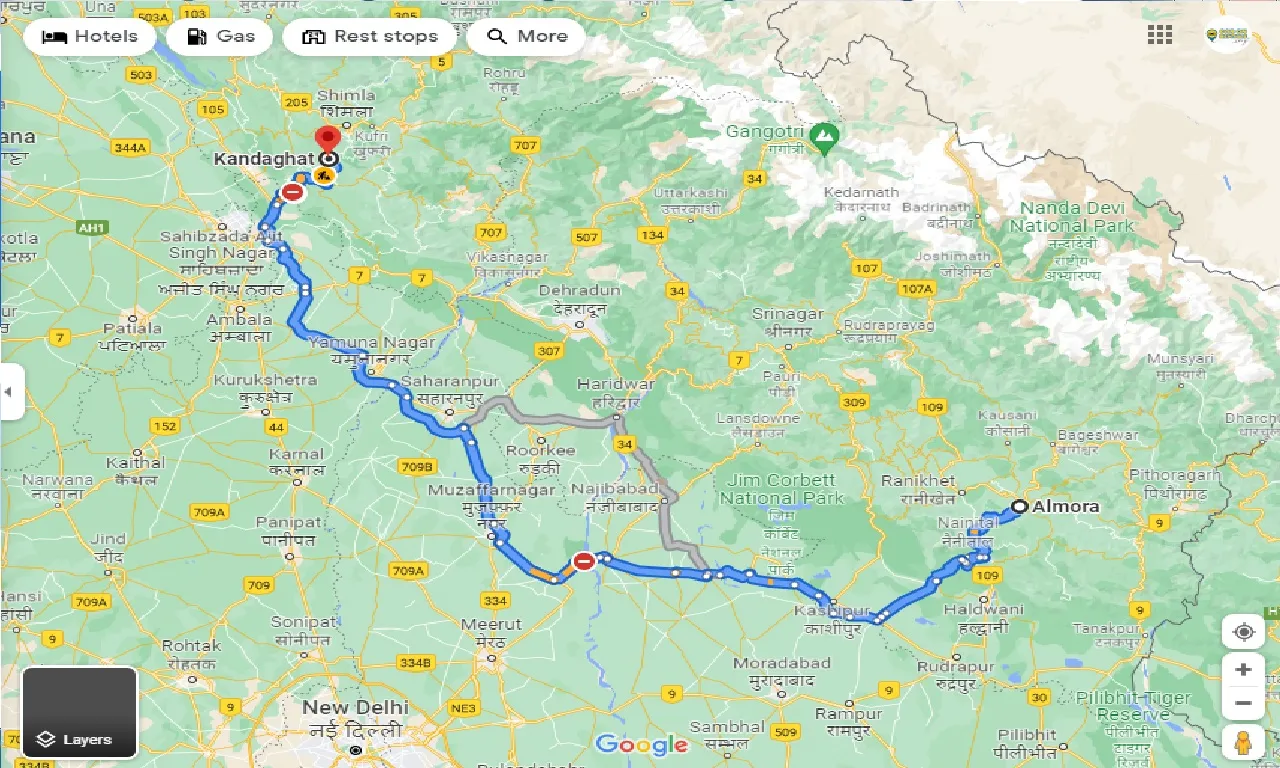 almora-to-kandaghat-one-way