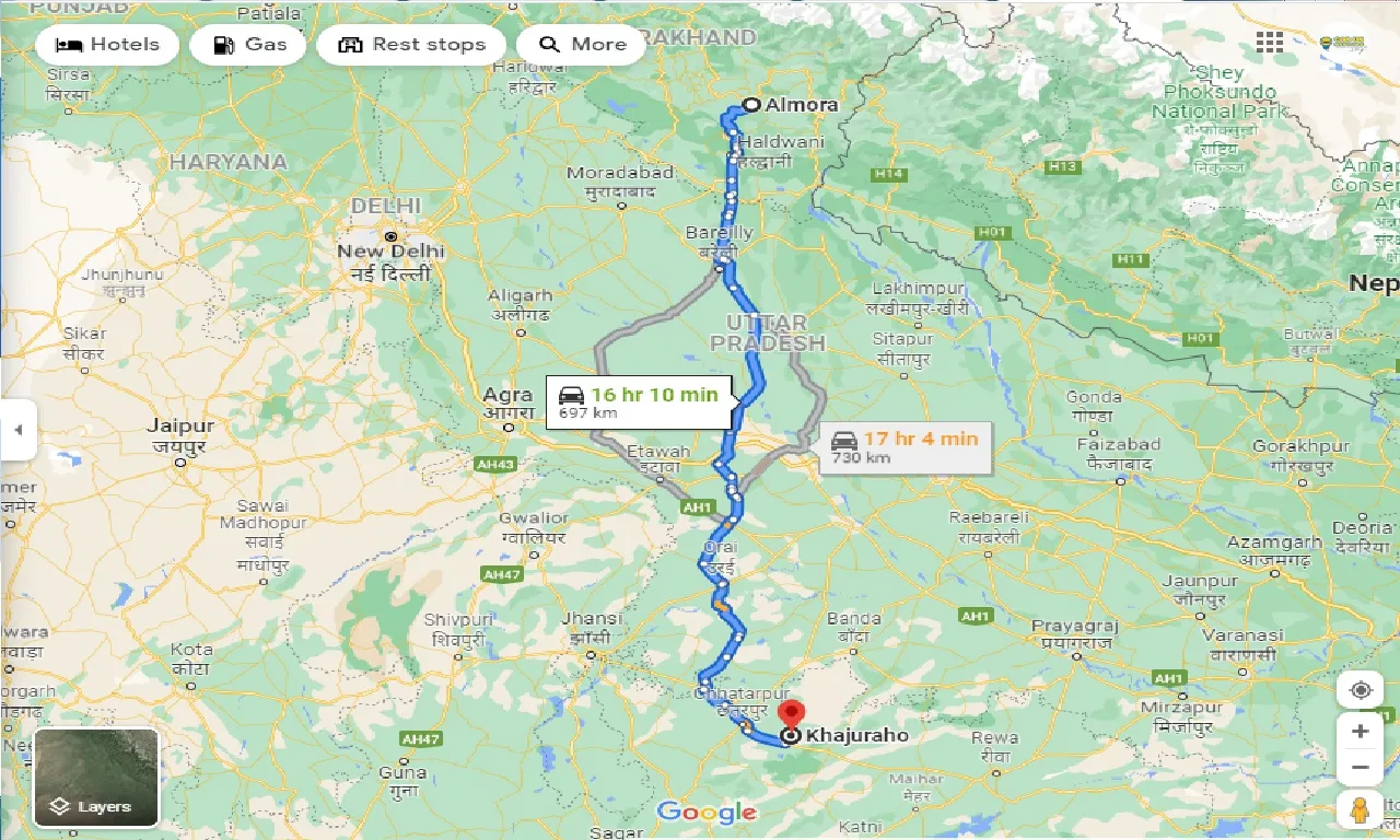 almora-to-khajuraho-taxi