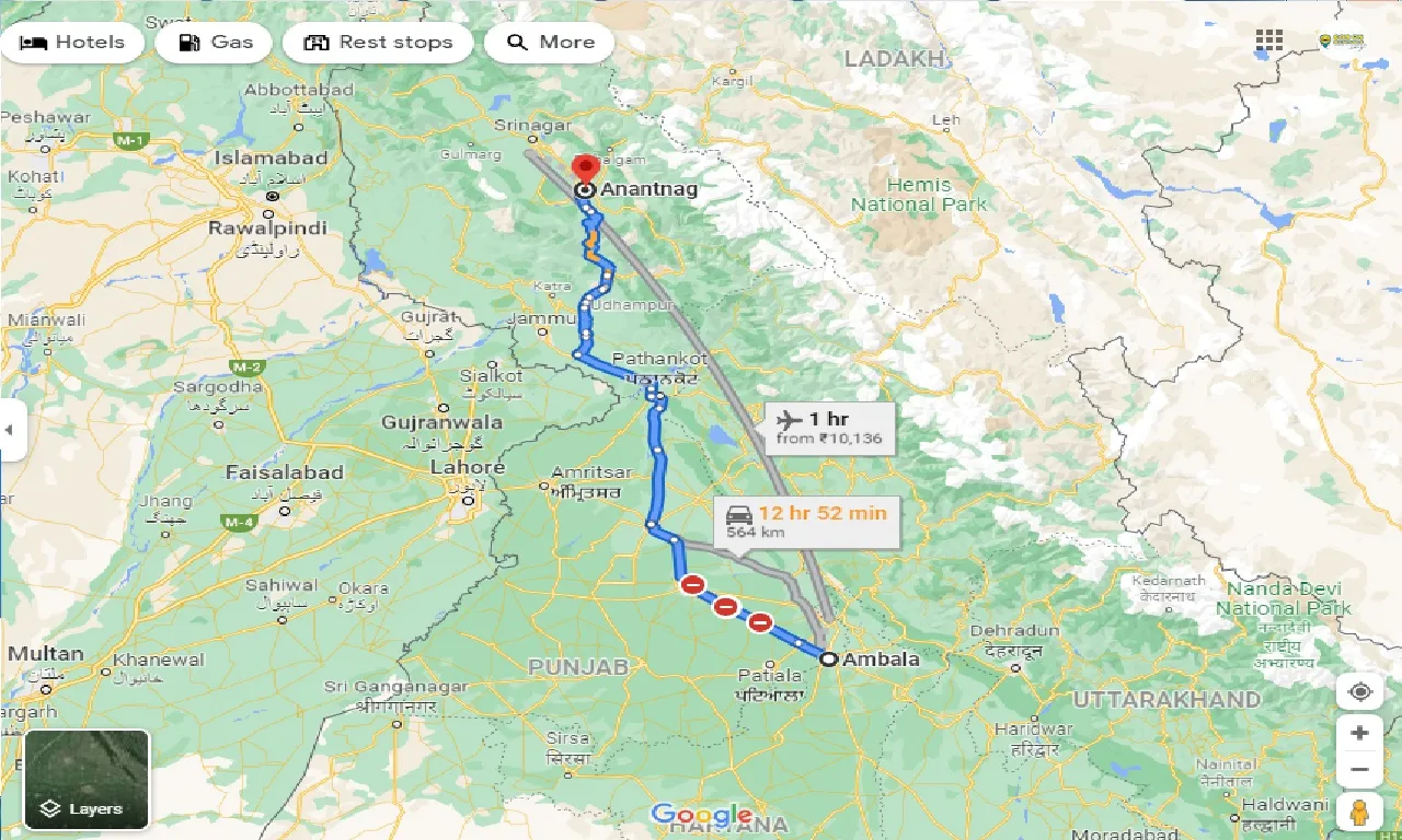 ambala-to-anantnag-one-way