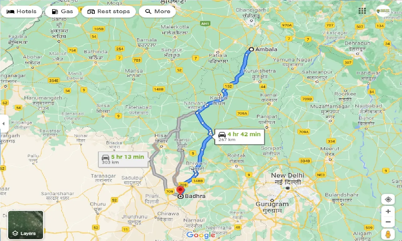 ambala-to-badhra-one-way