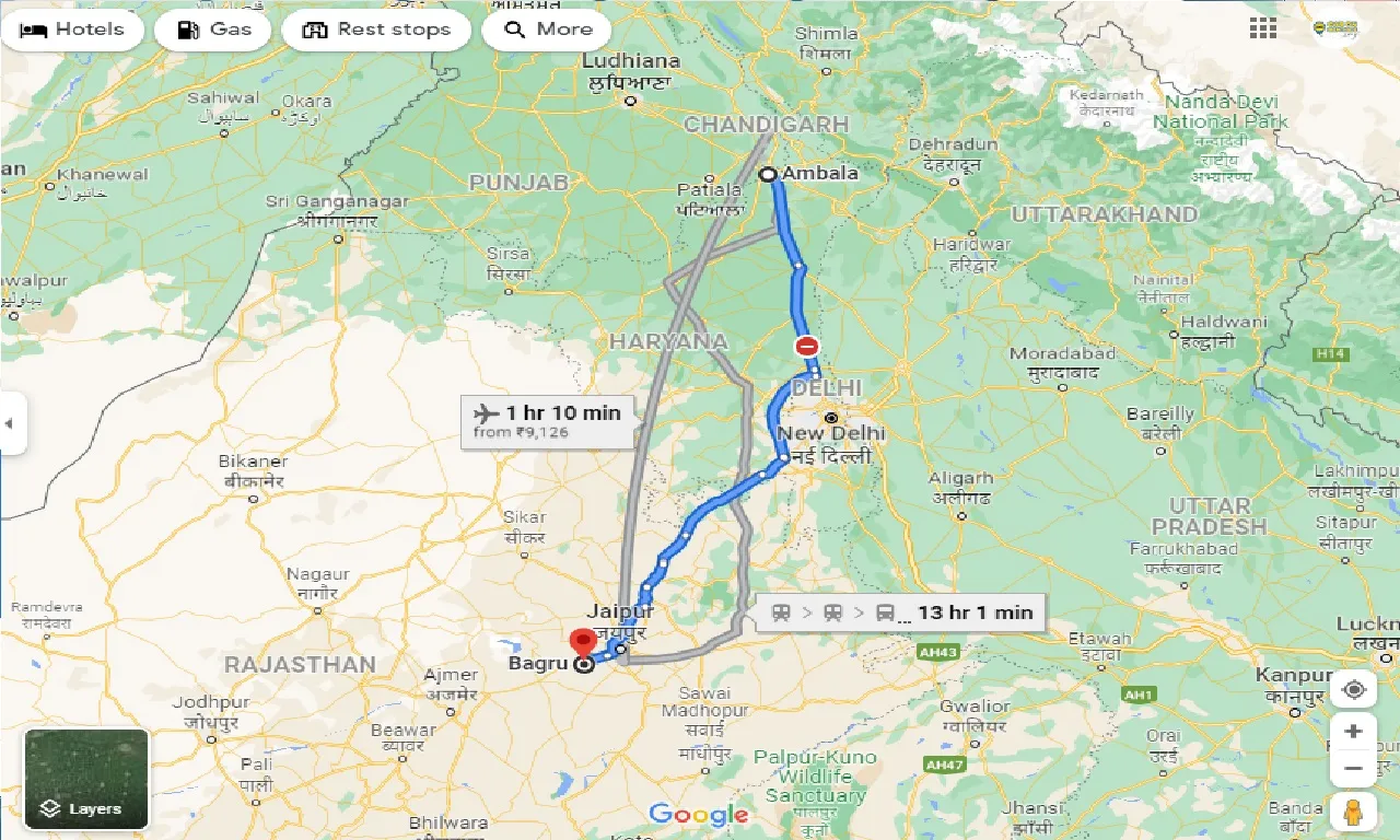 ambala-to-bagru-one-way