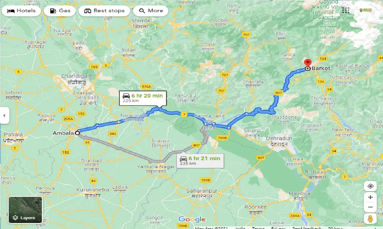 ambala-to-barkot-one-way