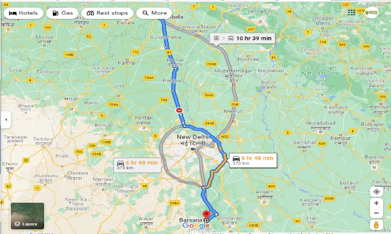 ambala-to-barsana-one-way