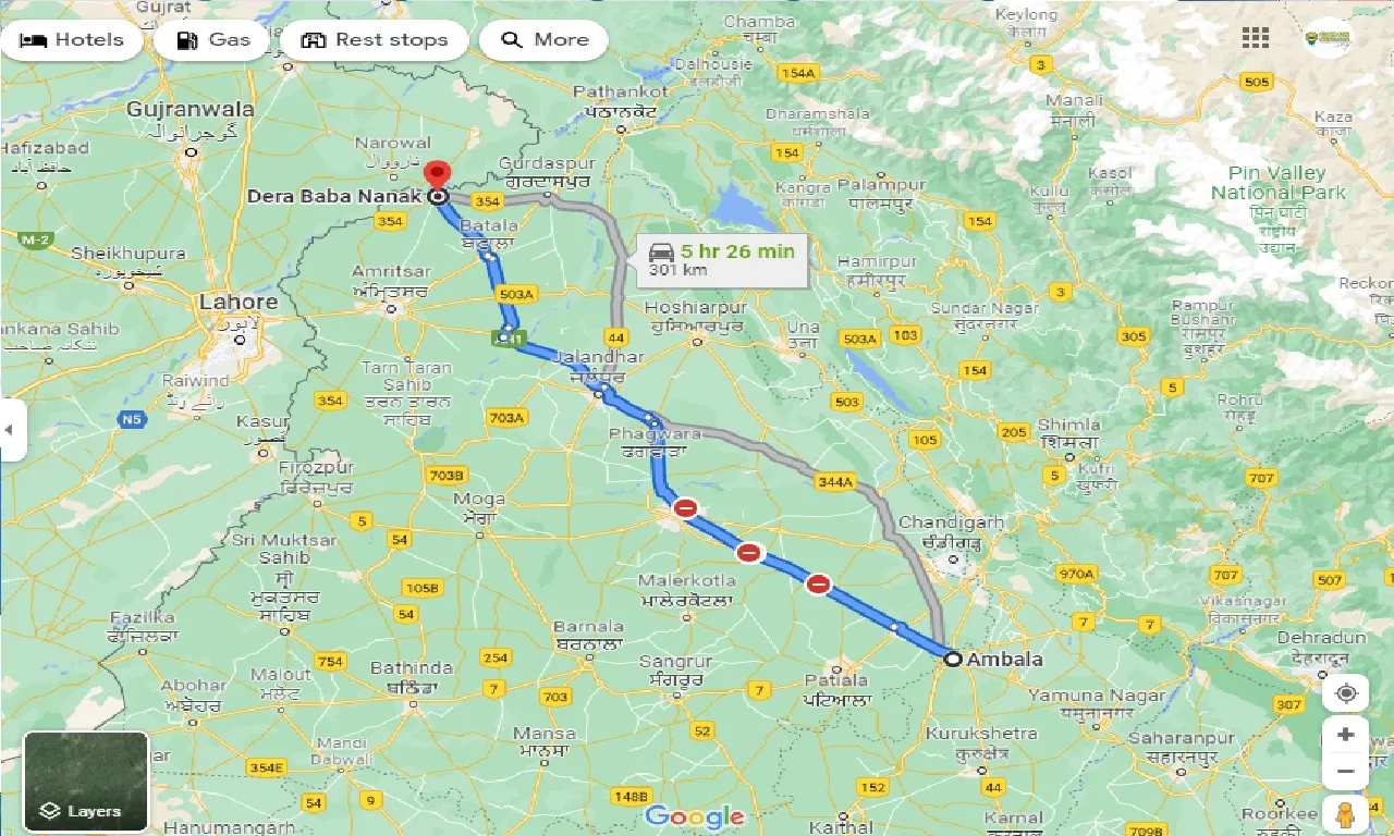 ambala-to-dera-baba-nanak-one-way