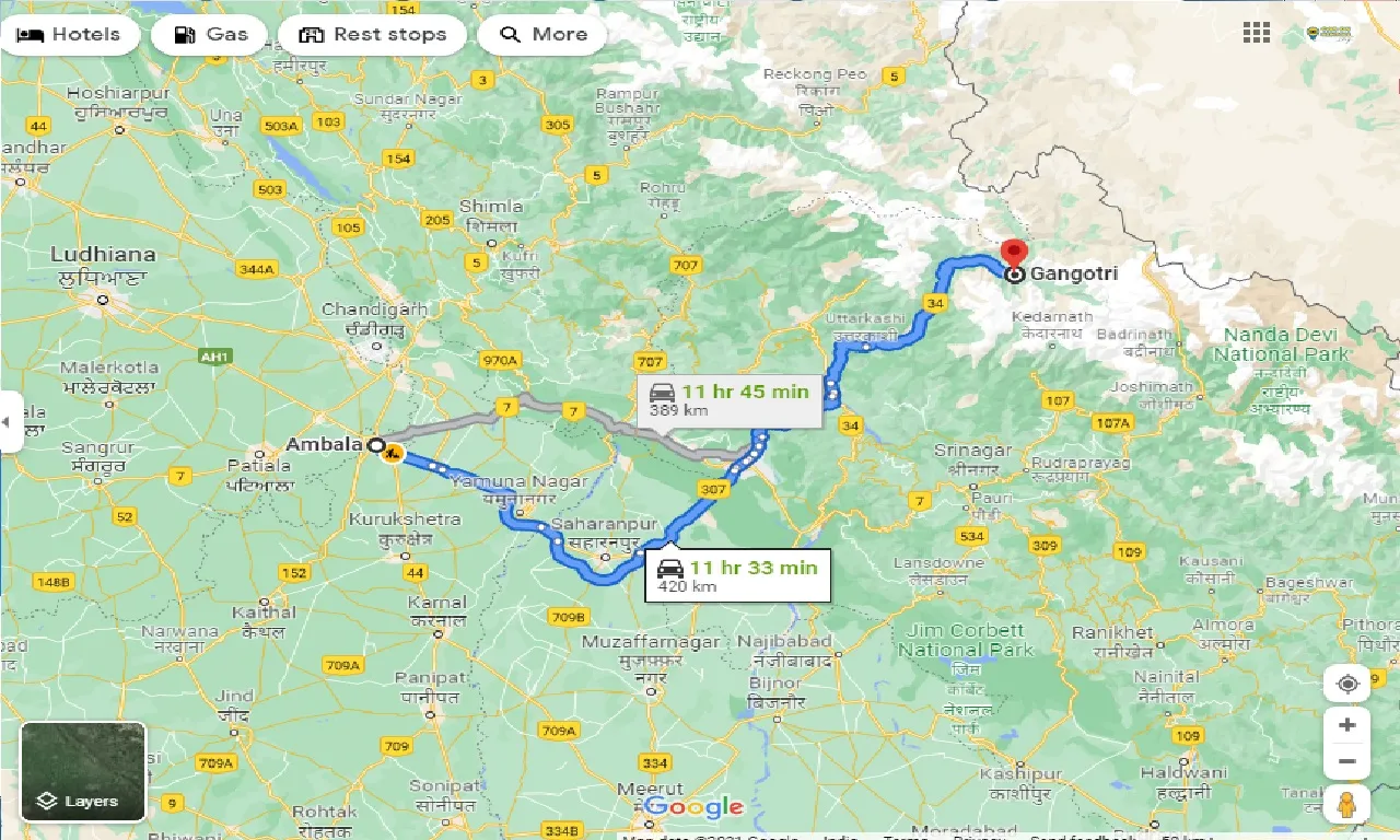ambala-to-gangotri-one-way