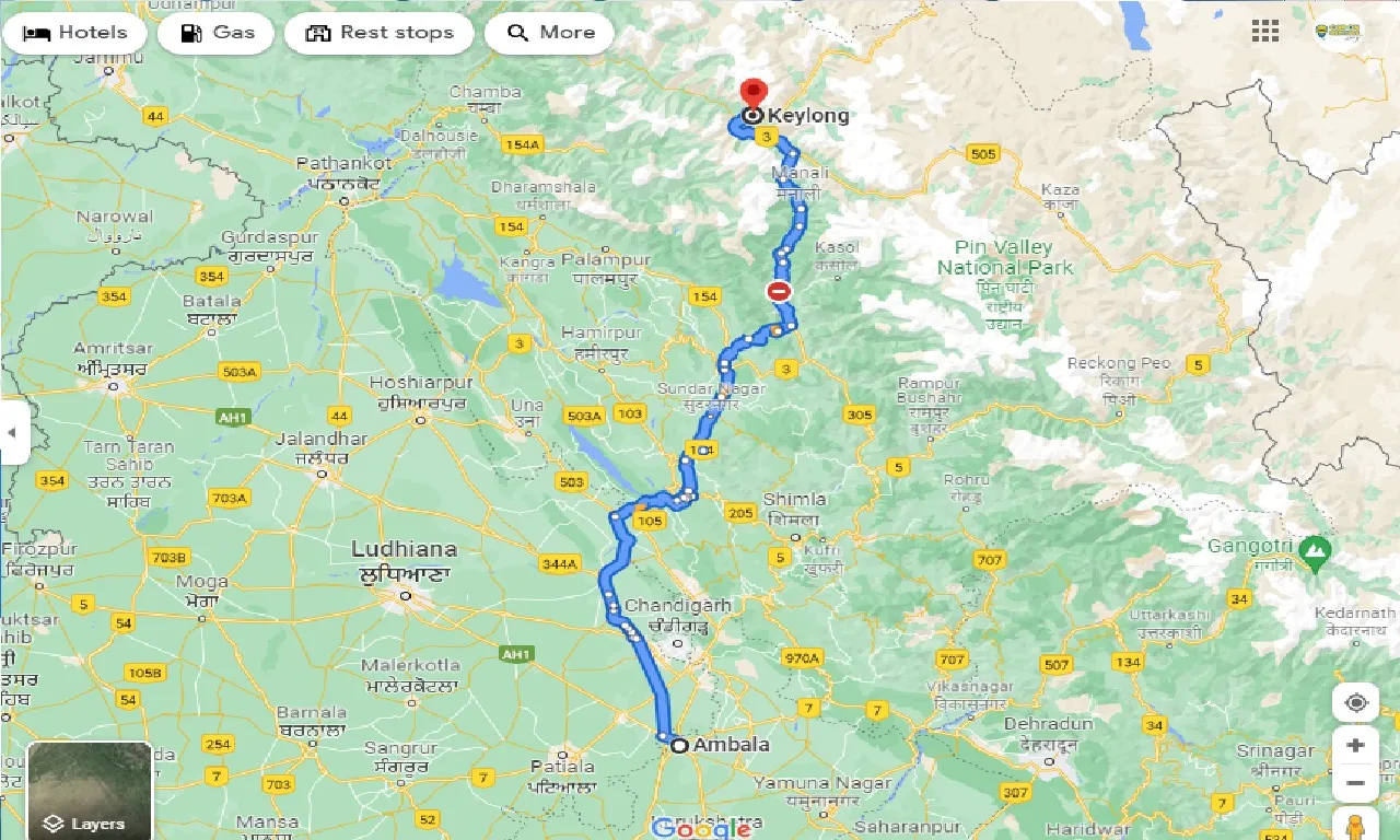 ambala-to-keylong-one-way