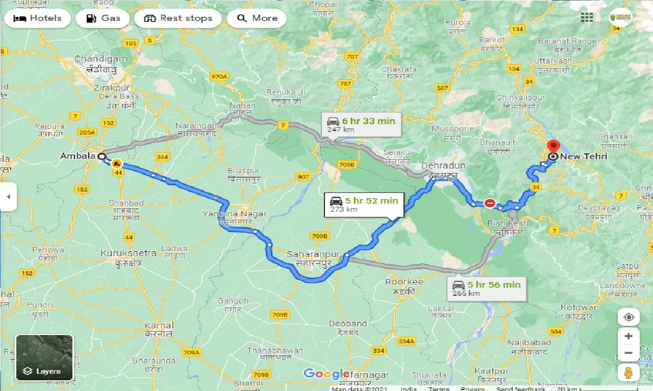 ambala-to-new-tehri-one-way