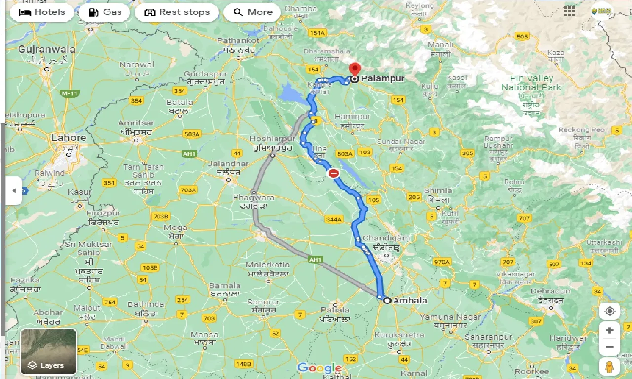 ambala-to-palampur-one-way