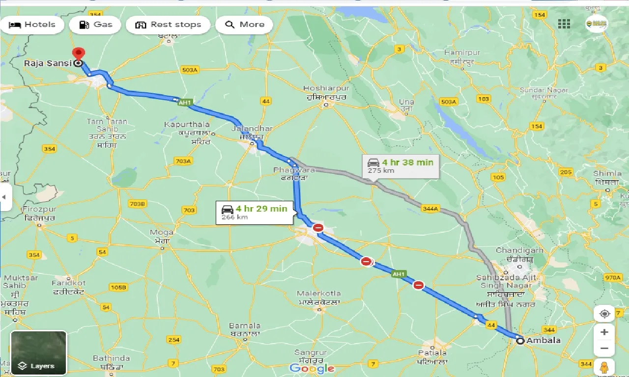 CarOnRentals-Ambala To Raja Sansi Taxi One Way