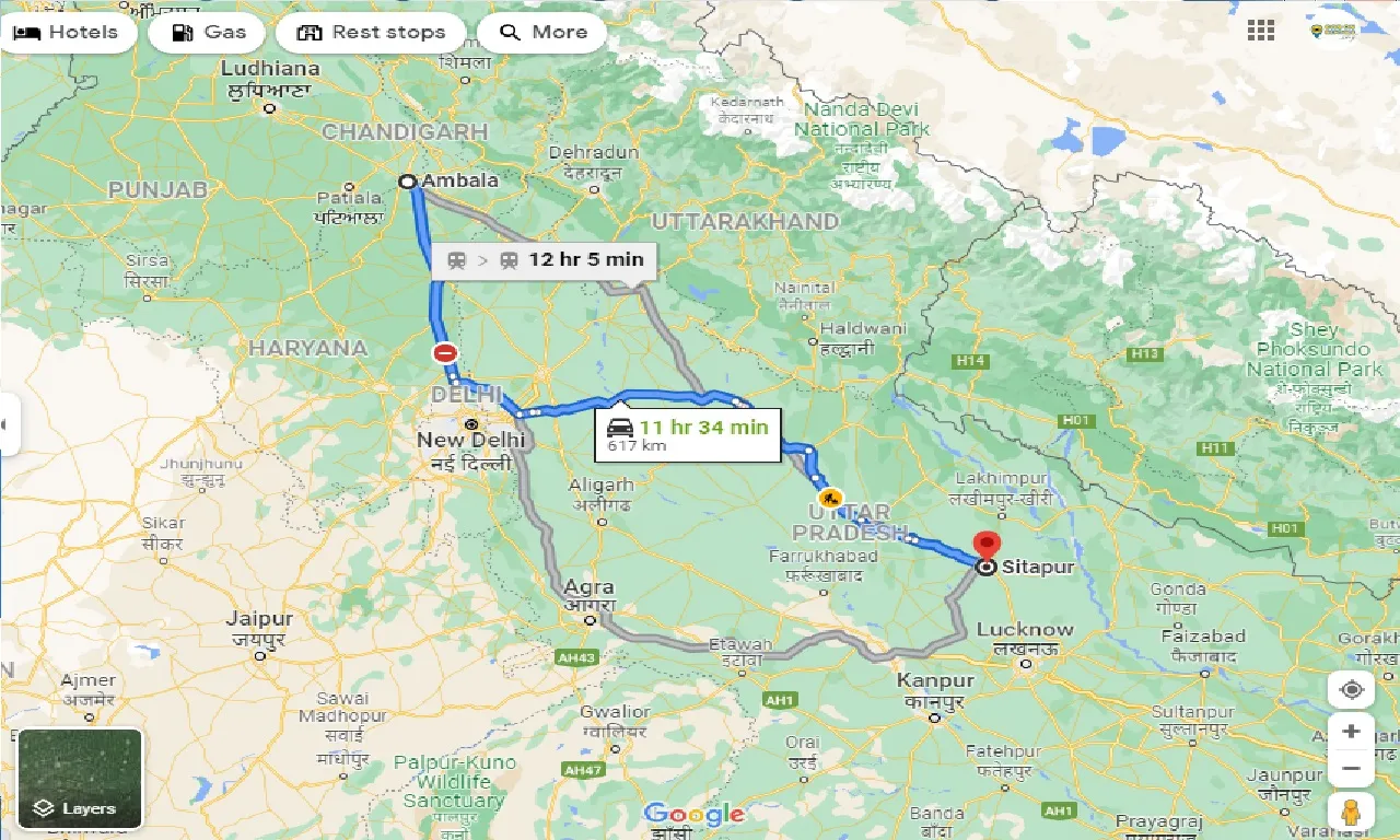 ambala-to-sitapur-taxi