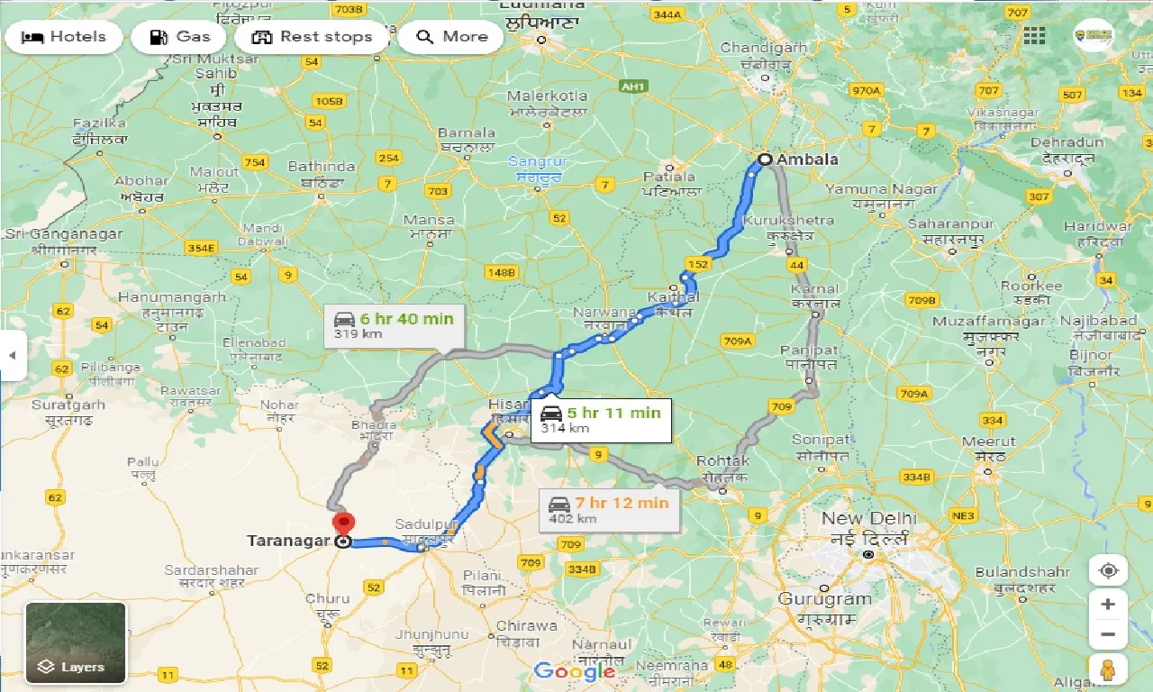 ambala-to-taranagar-one-way