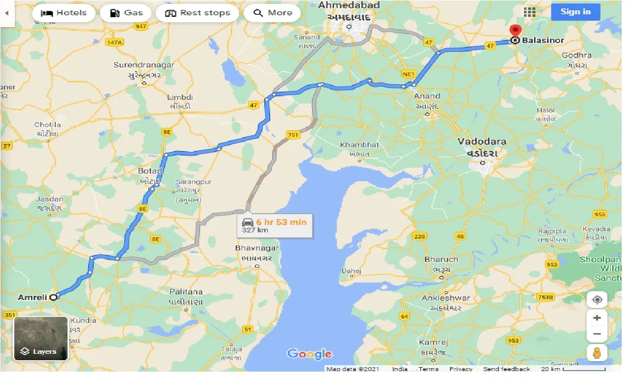 amreli-to-balasinor-one-way