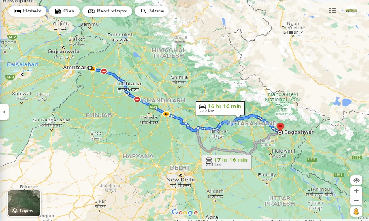 amritsar-to-bageshwar-one-way
