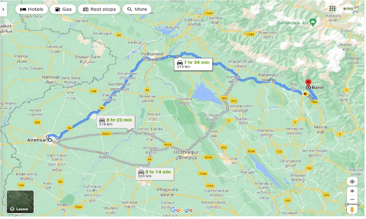 amritsar-to-barot-taxi
