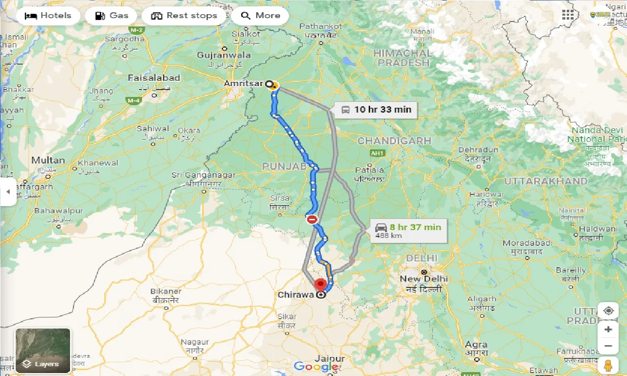 amritsar-to-chirawa-taxi