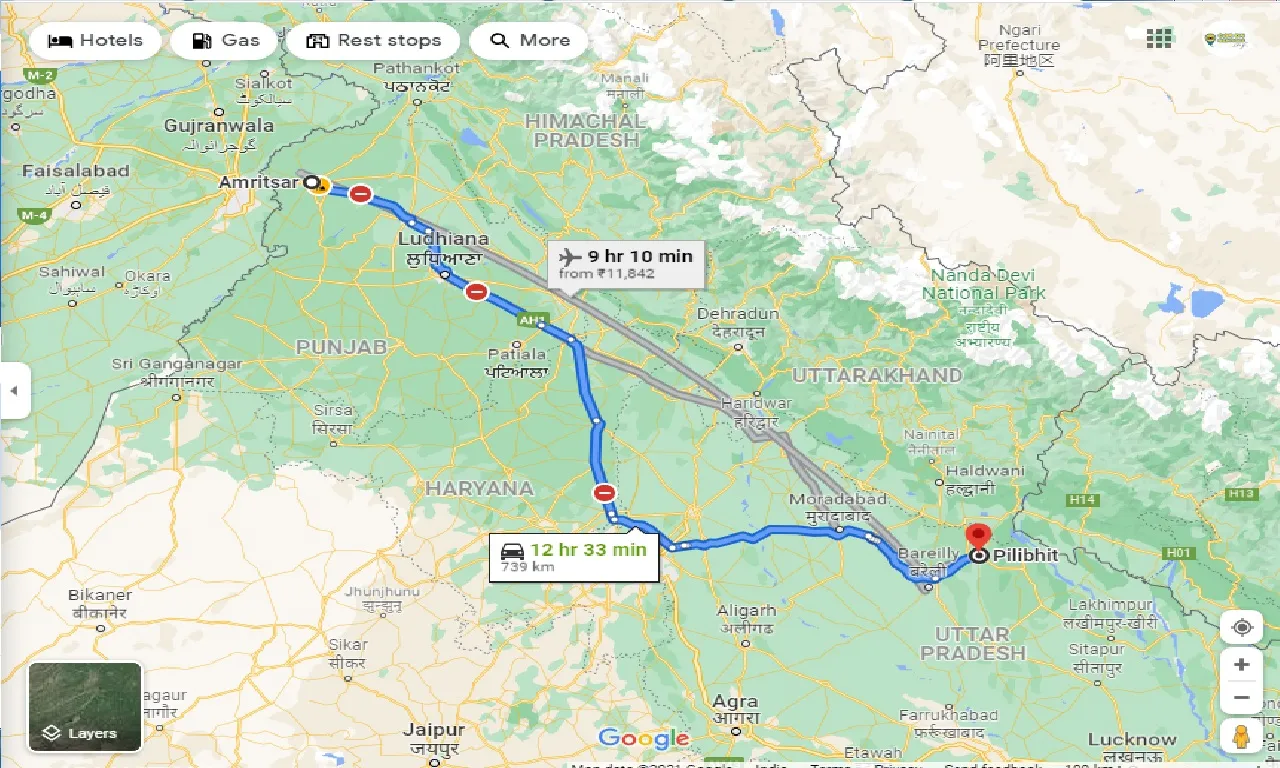 amritsar-to-pilibhit-one-way