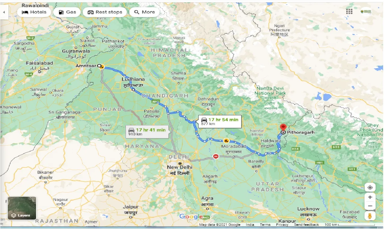 amritsar-to-pithoragarh-taxi