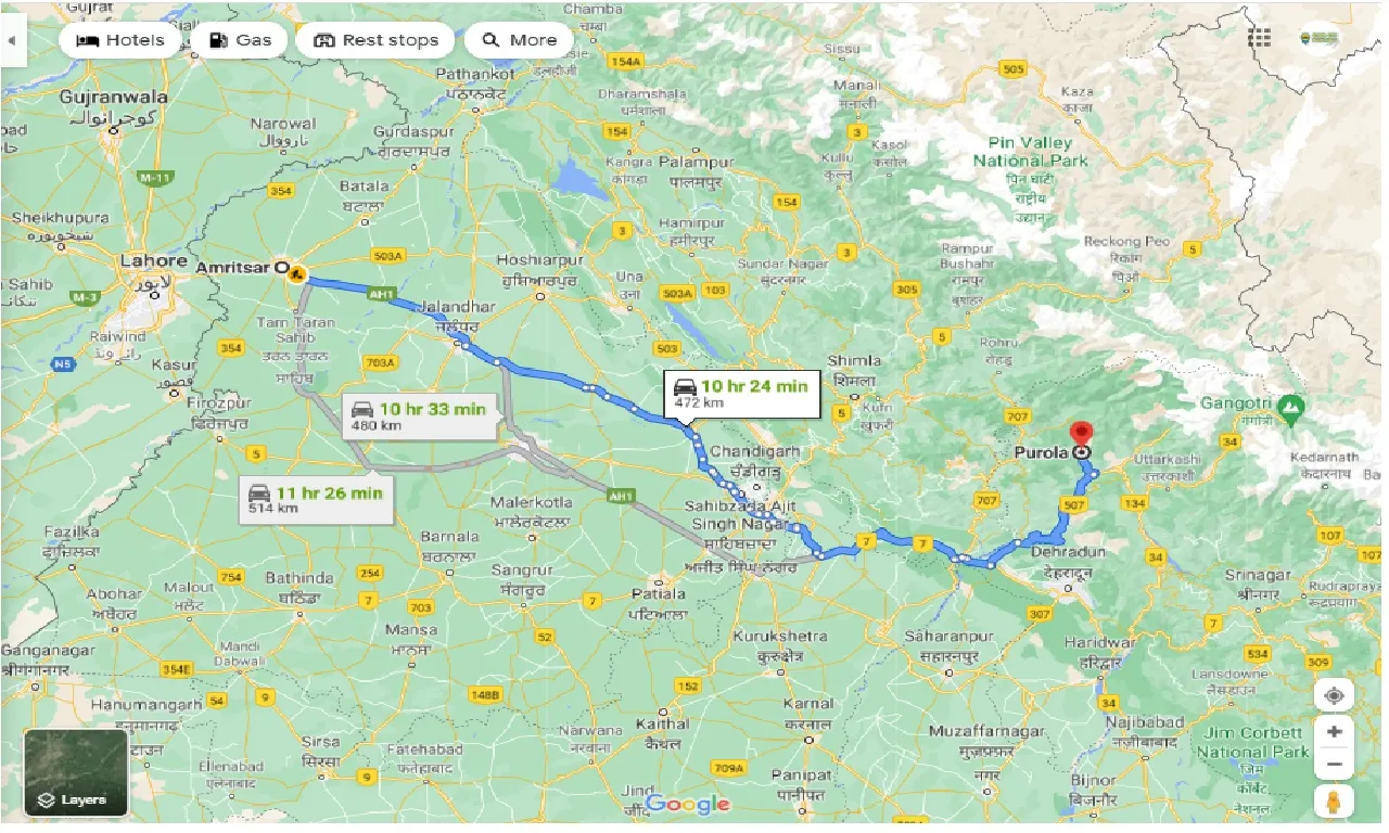 amritsar-to-purola-one-way