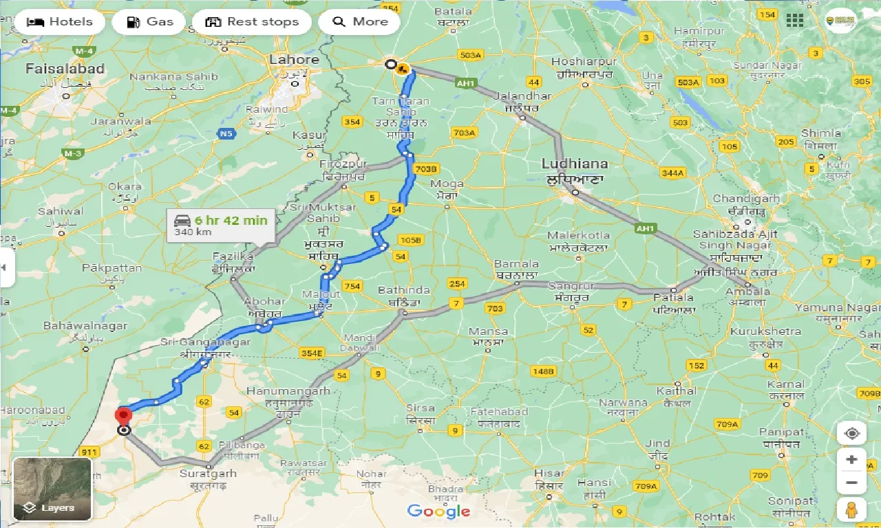 amritsar-to-raisign-nagar-one-way