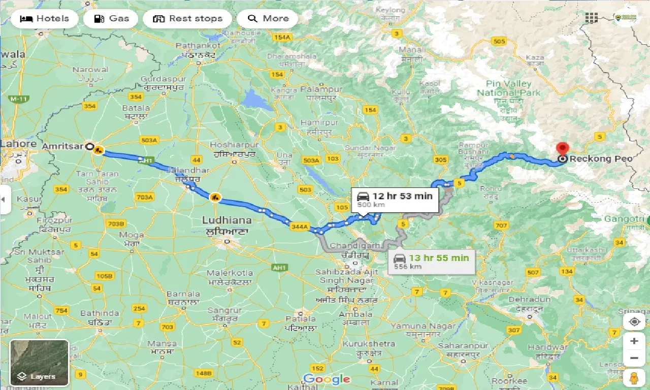 amritsar-to-reckong-peo-one-way