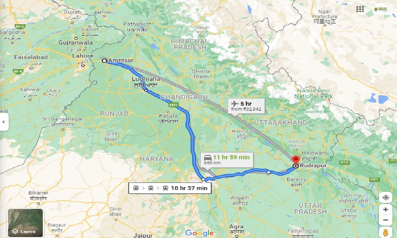 amritsar-to-rudrapur-one-way