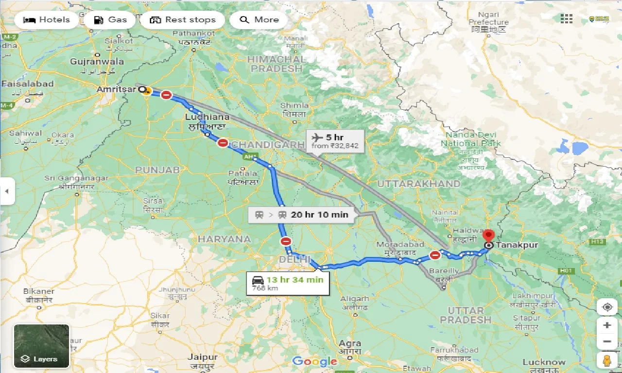 amritsar-to-tanakpur-one-way