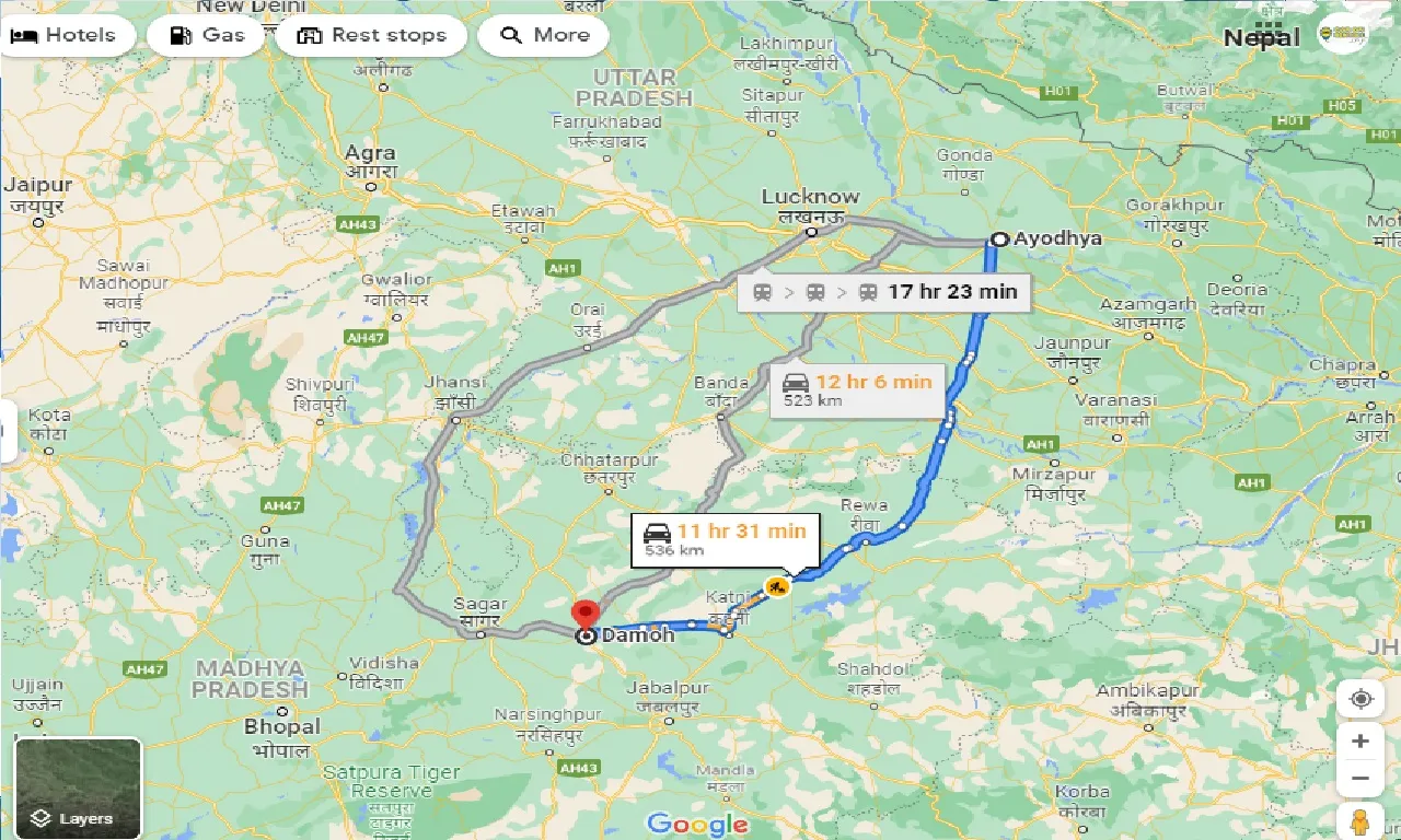 ayodhya-to-damoh-one-way