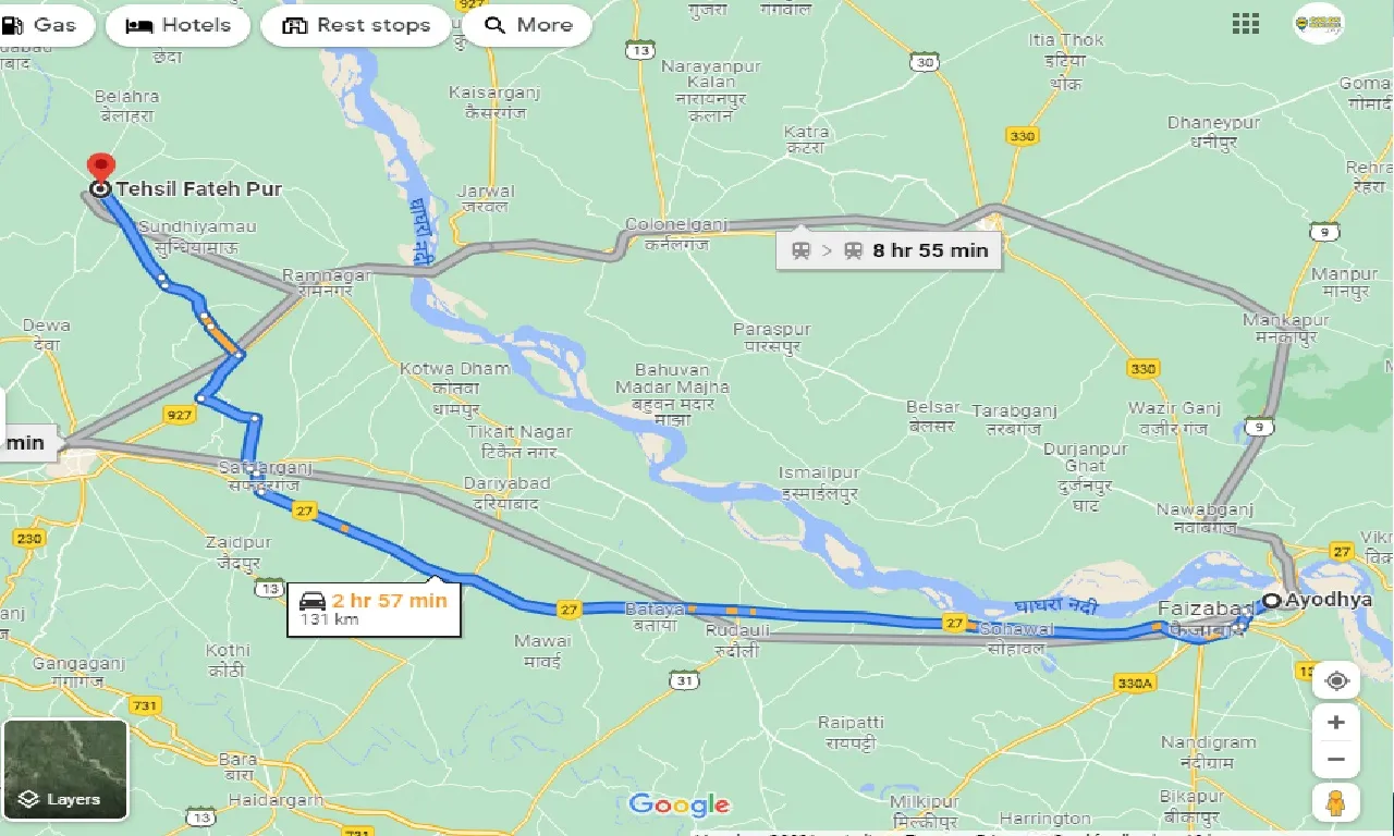 ayodhya-to-tehsil-fateh-pur-one-way