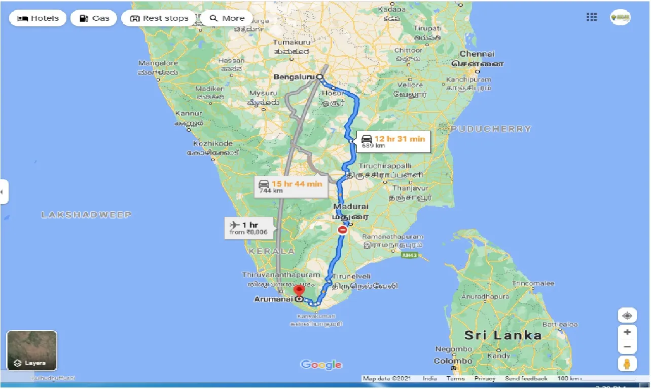 bangalore-to-arumanai-one-way