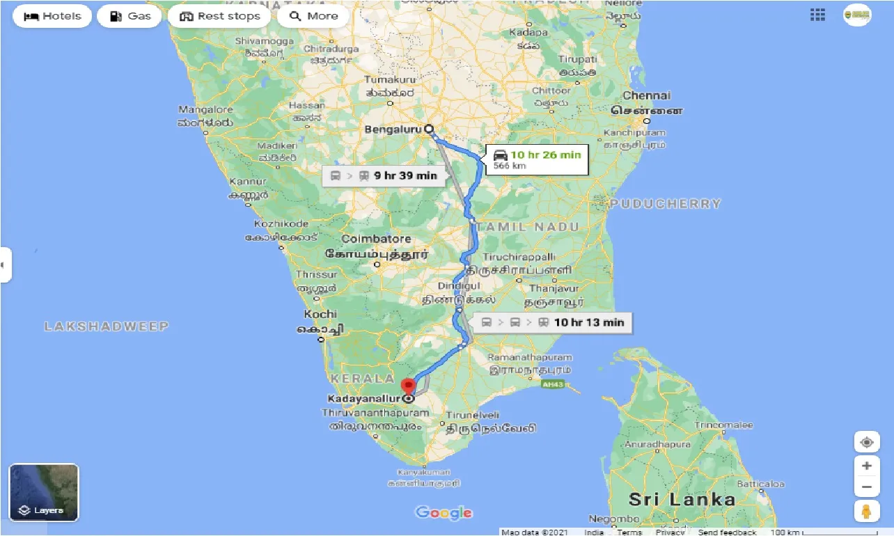 bangalore-to-kadayanallur-one-way