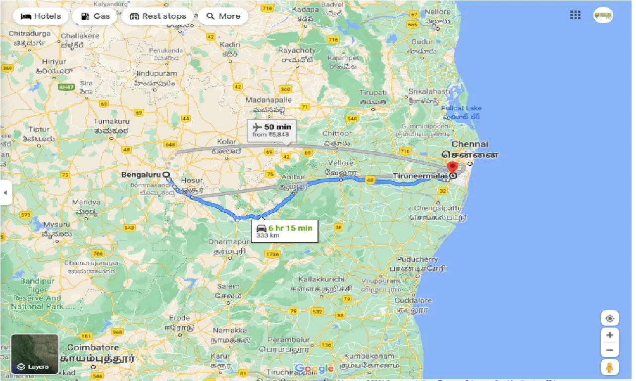 bangalore-to-thiruneermalai-one-way